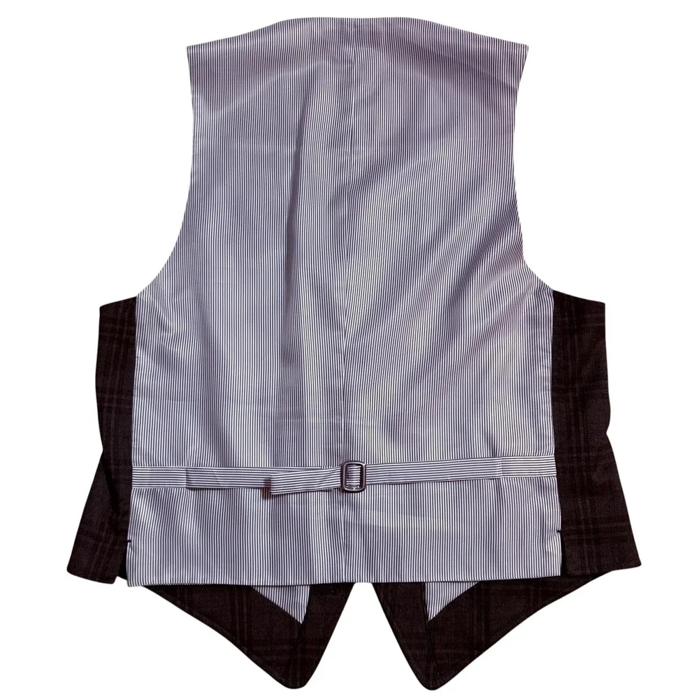 John Varvatos USA Plaid Wool Vest Men's Size S Dark Grey‎ Formal